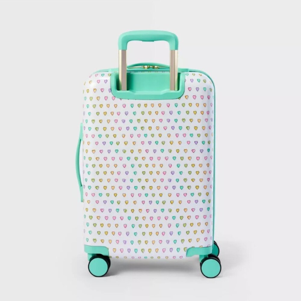 Disco Hearts Wave Hardside Spinner Carry On Suitcase White/Teal - Roller Rabbit - Picture 2 of 5